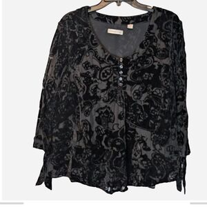 Pre-owned Coldwater Creek Black Floral Women's Blouse